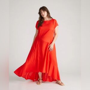 Universal Standard Vibrant Red Sunset Flounce Dress 💃